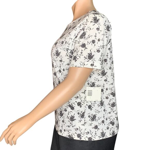 Elisabeth Sport by Liz Claiborne NWT Top Floral Print Short Sleeve Vanity Size 1 - Picture 3 of 10